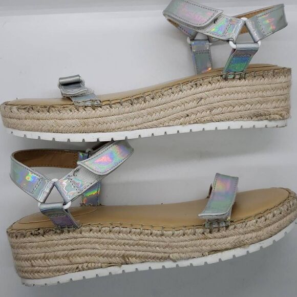 Y2K Inspired Chunky Iridescent Metallic Wedges Nine West Size 9 - Picture 2 of 7